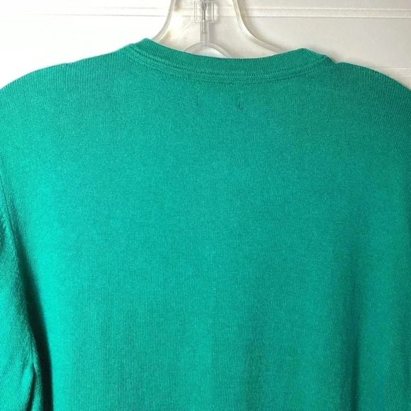 LL Bean Cotton Knit Button Down Green Cardigan Sweater Size Large - Picture 5 of 7